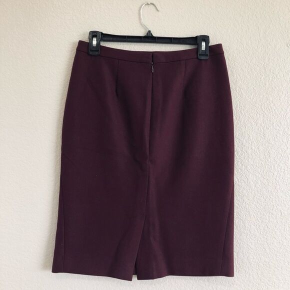 Ann Taylor LOFT Maroon Stretch Pencil Skirt 2 - Picture 2 of 4
